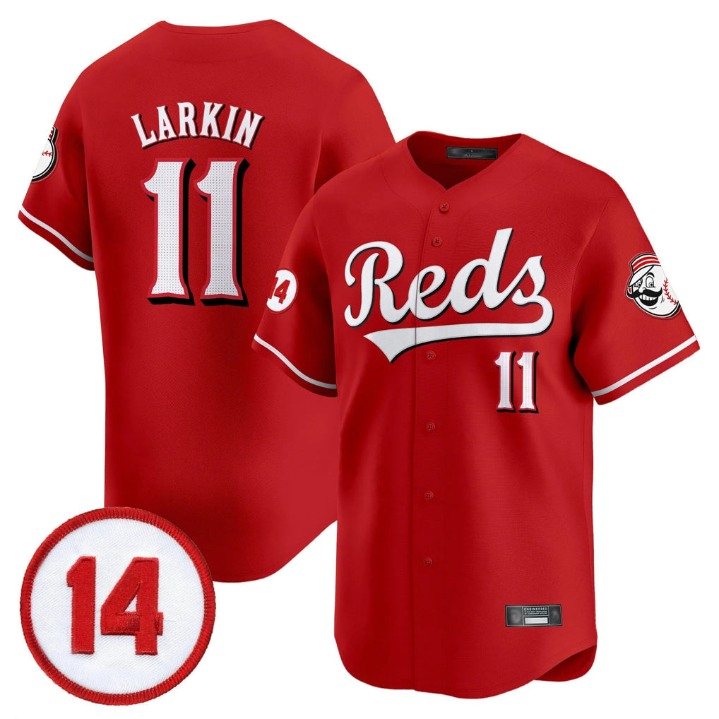 harde C.Reds #11 Barry Larkin Player Red Vapor Premier Limited Home Stitched Jerseys