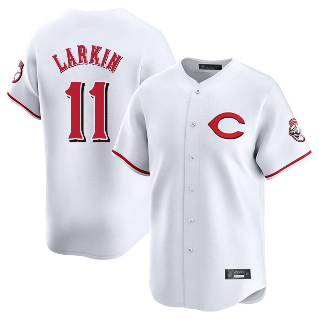 harde C.Reds #11 Barry Larkin Player White Limited Home Stitched Jerseys