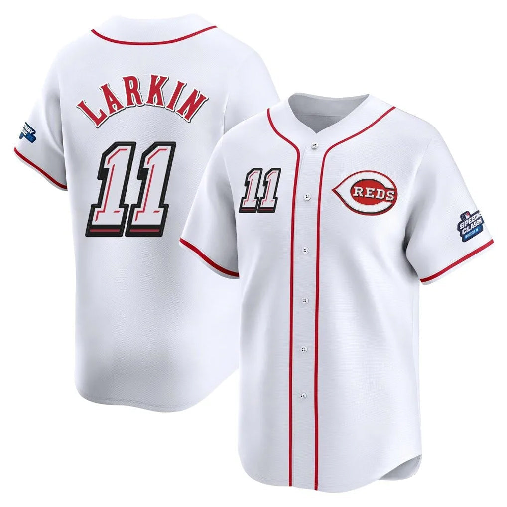 harde C.Reds #11 Barry Larkin Player White Speedway Classic Home Limited Stitched Jerseys