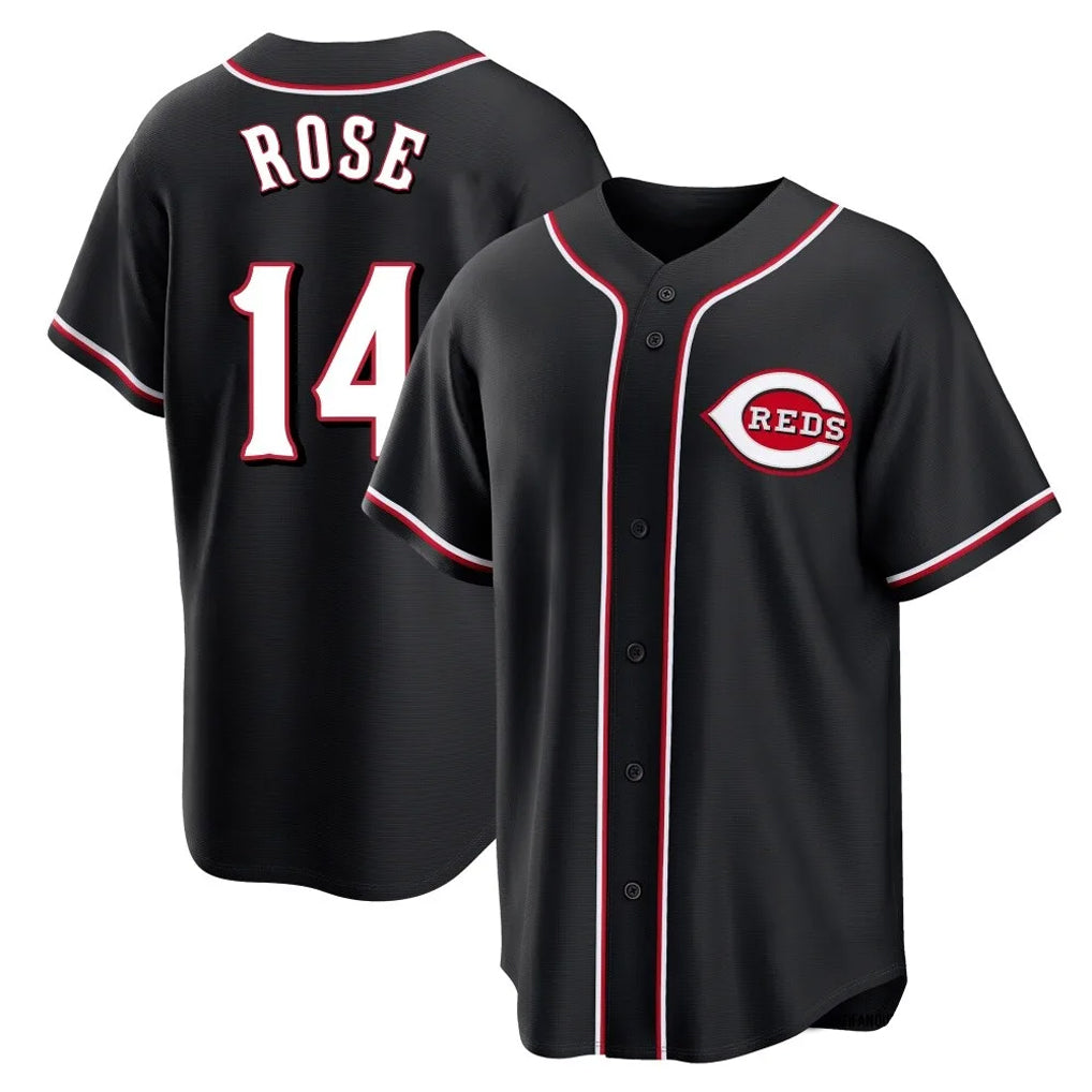 harde C.Reds #14 Pete Rose Player Black Fashion Out Home Game Stitched Jerseys
