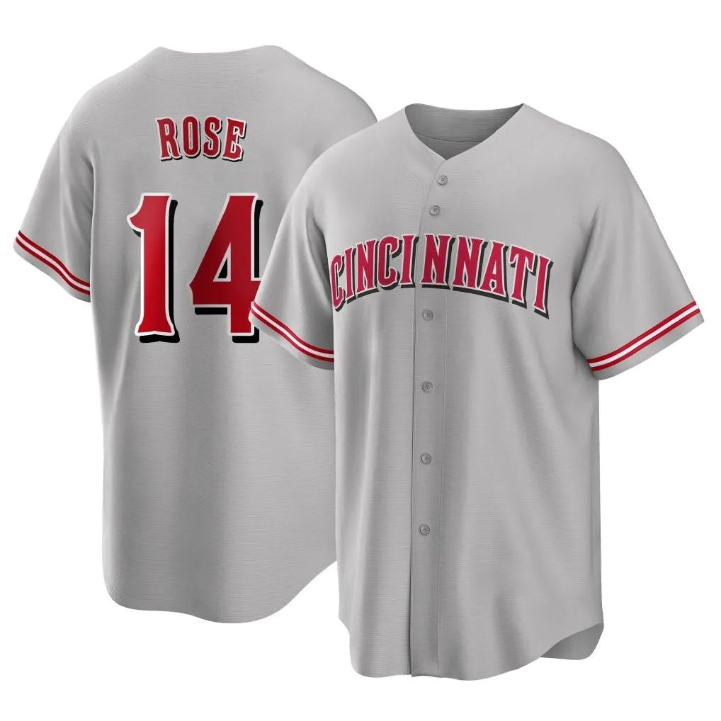 harde C.Reds #14 Pete Rose Player Gray Home Game Stitched Jerseys