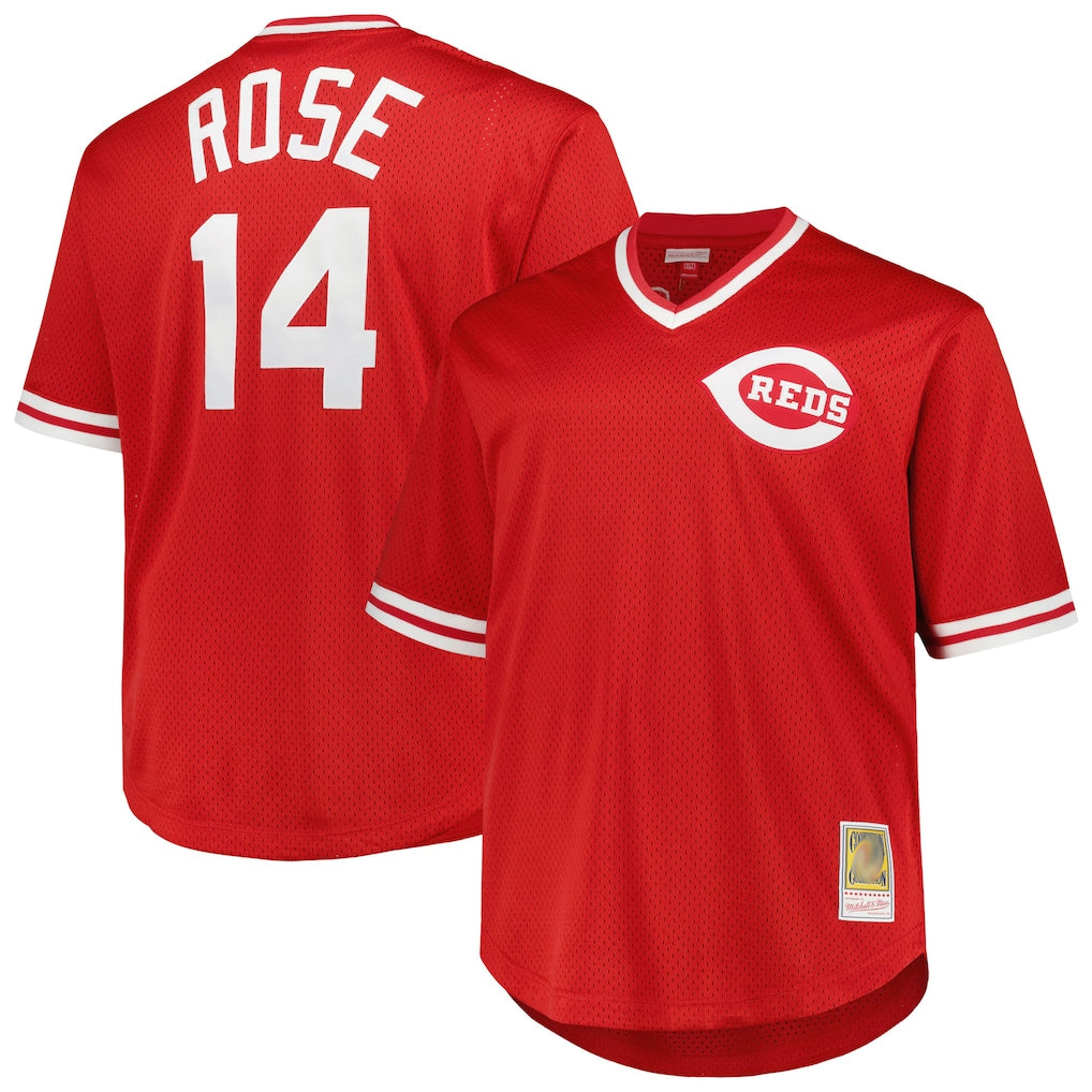 harde C.Reds #14 Pete Rose Player Mitchell & Ness Red Throwback Cooperstown Mesh T-shirt Game Stitched Jerseys