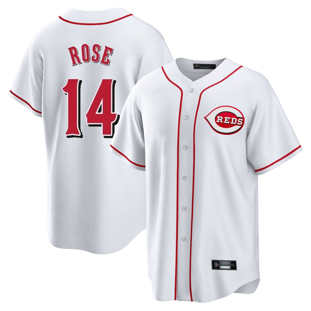 harde C.Reds #14 Pete Rose Player White Game Home Stitched Jerseys