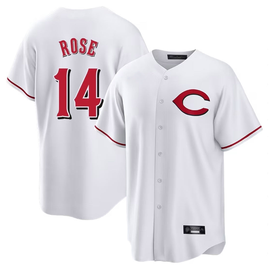harde C.Reds #14 Pete Rose Player White Home Game Stitched Jerseys