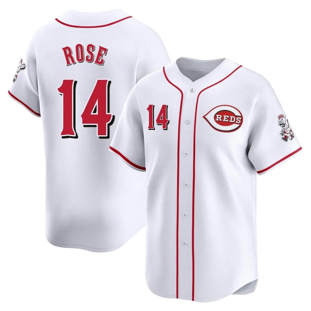 harde C.Reds #14 Pete Rose Player White Home Limited Stitched Jerseys
