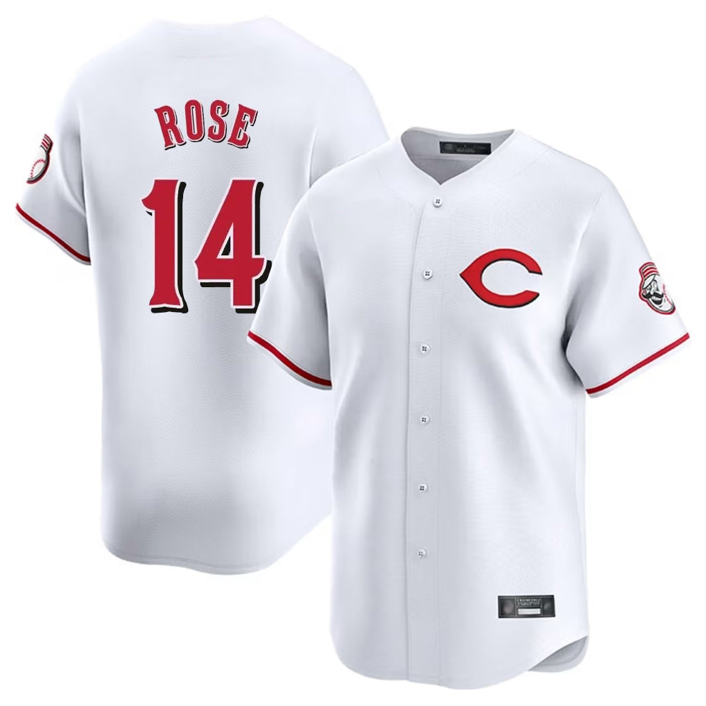 harde C.Reds #14 Pete Rose Player White Limited Home Stitched Jerseys