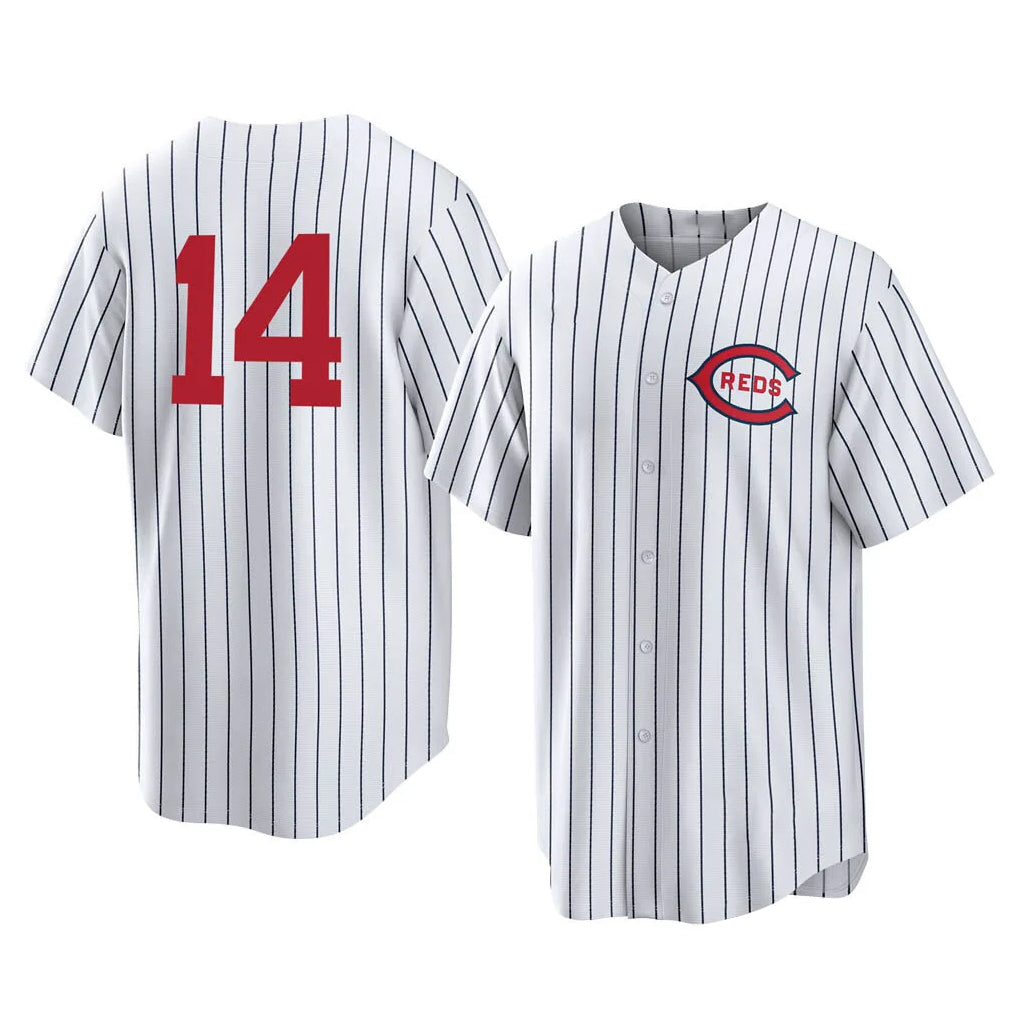 harde C.Reds #14 Pete Rose Player White Stripe Field of Dreams Game Home Stitched Jerseys