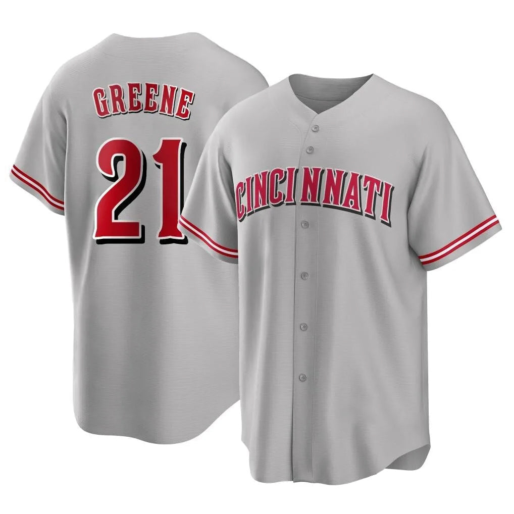 harde C.Reds #21 Hunter Greene Player Gray Home Game Stitched Jerseys