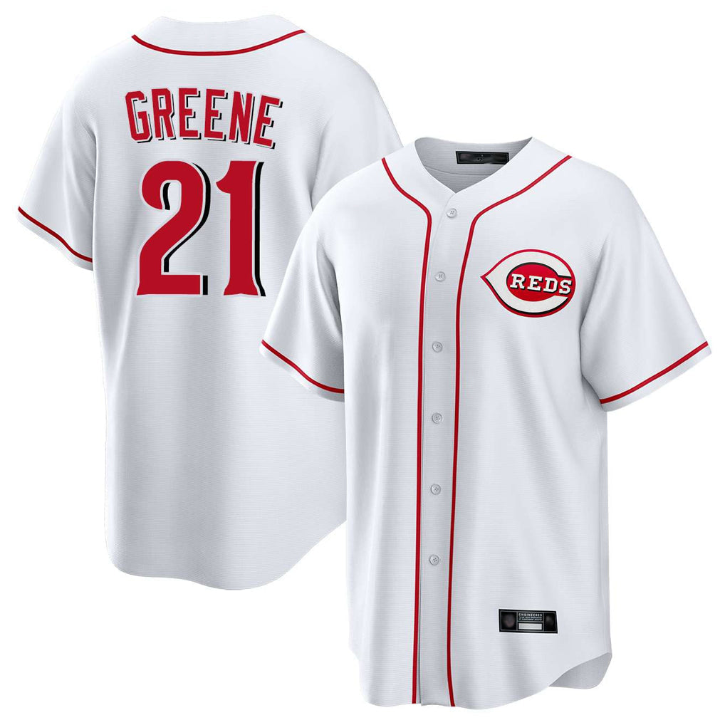 harde C.Reds #21 Hunter Greene Player White Game Home Stitched Jerseys