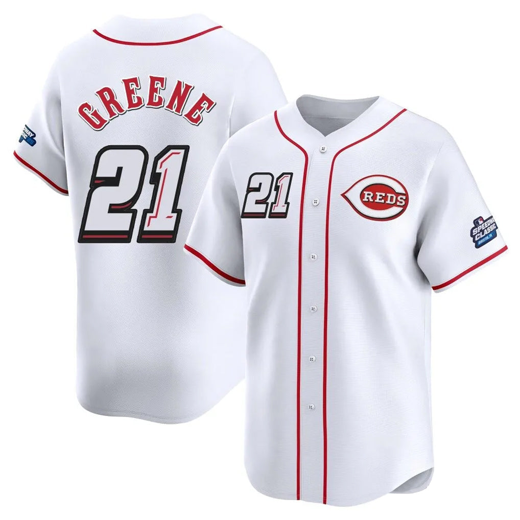 harde C.Reds #21 Hunter Greene Player White Speedway Classic Home Limited Stitched Jerseys