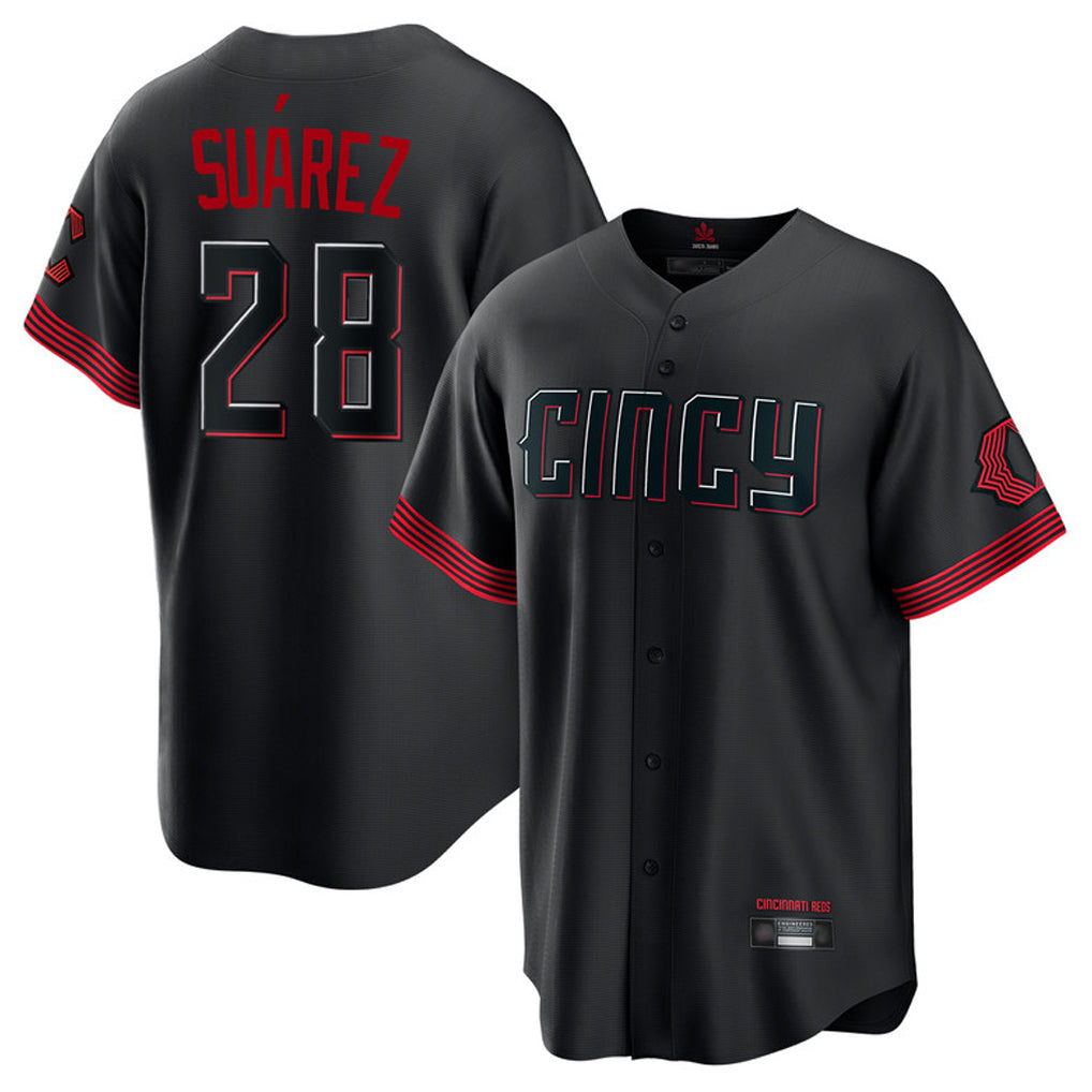 harde C.Reds #28 Eugenio Su¡§¡érez Player Black City Connect Home Game Stitched Jerseys