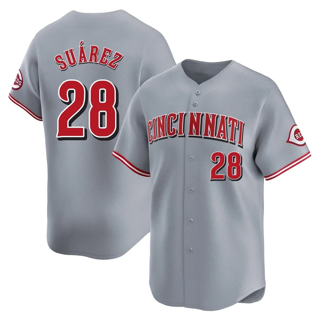 harde C.Reds #28 Eugenio Su¡§¡érez Player Gray Home Limited Stitched Jerseys