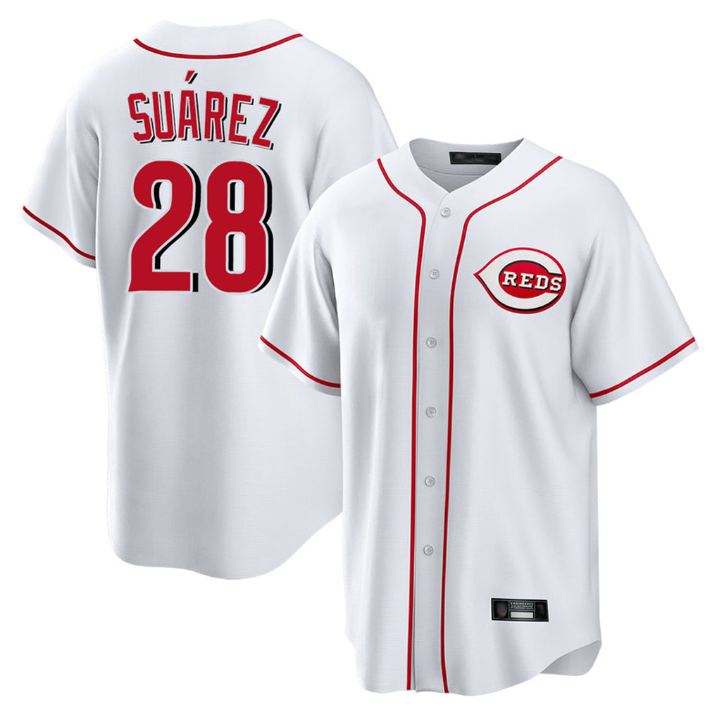 harde C.Reds #28 Eugenio Su¡§¡érez Player White Game Home Stitched Jerseys