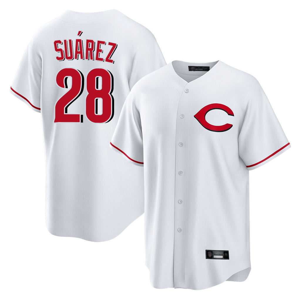 harde C.Reds #28 Eugenio Su¡§¡érez Player White Home Game Stitched Jerseys