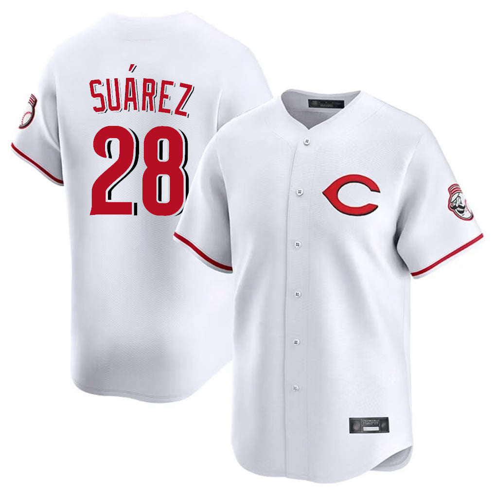harde C.Reds #28 Eugenio Su¡§¡érez Player White Limited Home Stitched Jerseys