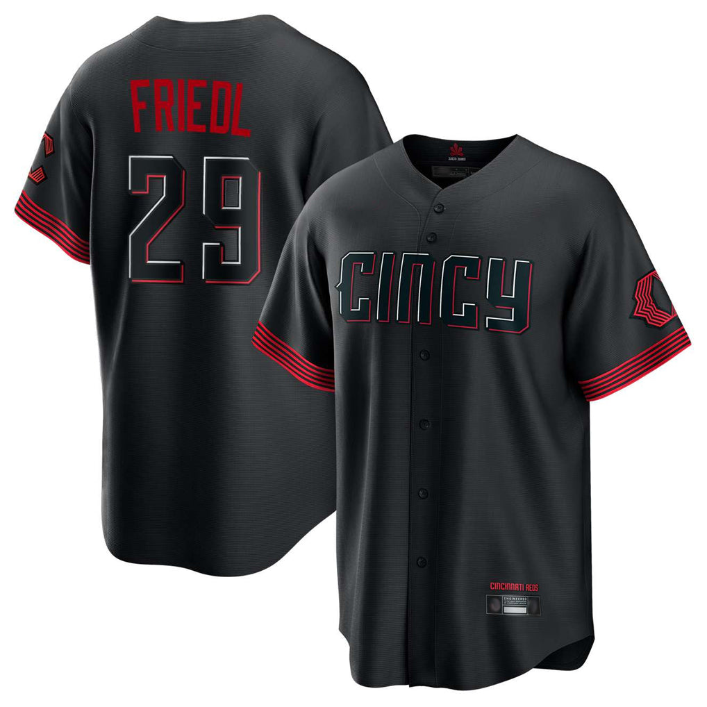 harde C.Reds #29 TJ Friedl Player Black City Connect Home Game Stitched Jerseys