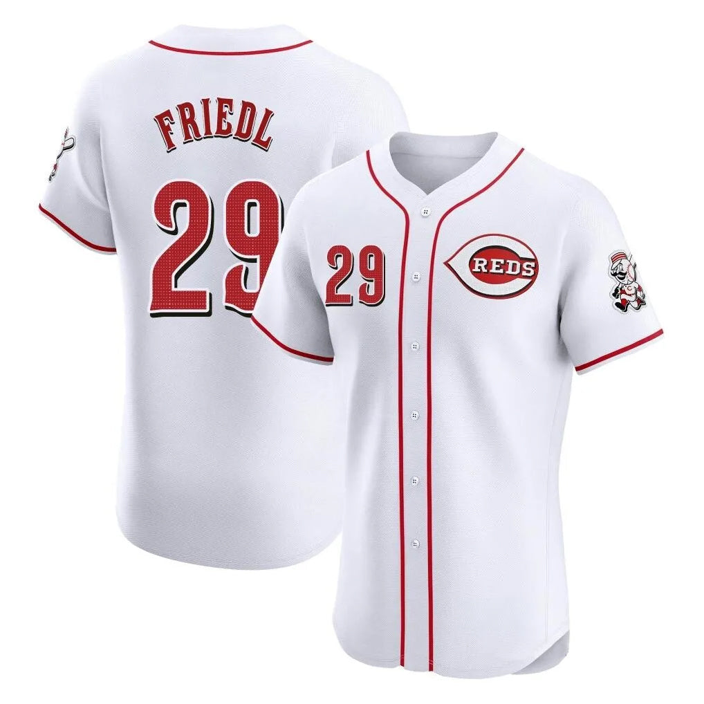 harde C.Reds #29 TJ Friedl Player White Limited Elite Home Stitched Jerseys