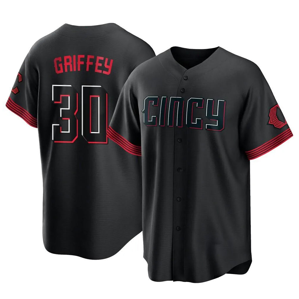 harde C.Reds #30 Ken Griffey Player Black City Connect Home Game Stitched Jerseys