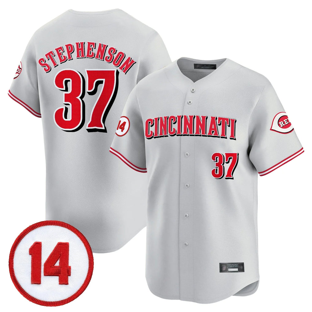 harde C.Reds #37 Tyler Stephenson Player Gray Vapor Premier Limited Home Stitched Jerseys