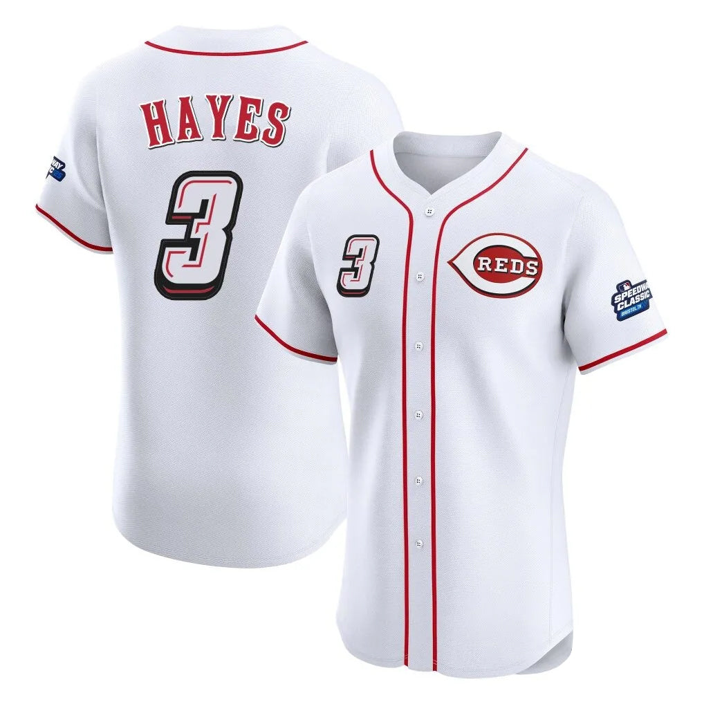 harde C.Reds #3 Ke'Bryan Hayes Player White Speedway Classic Limited Elite Home Stitched Jerseys