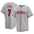 harde C.Reds #7 Spencer Steer Player Gray Home Game Stitched Jerseys