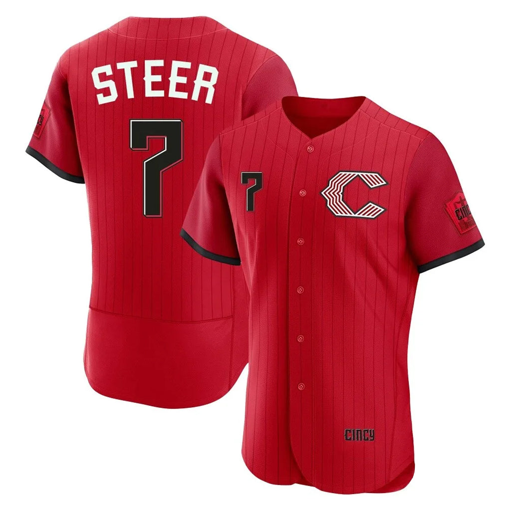 harde C.Reds #7 Spencer Steer Player Red 2026 City Connect Limited Elite Home Stitched Jerseys