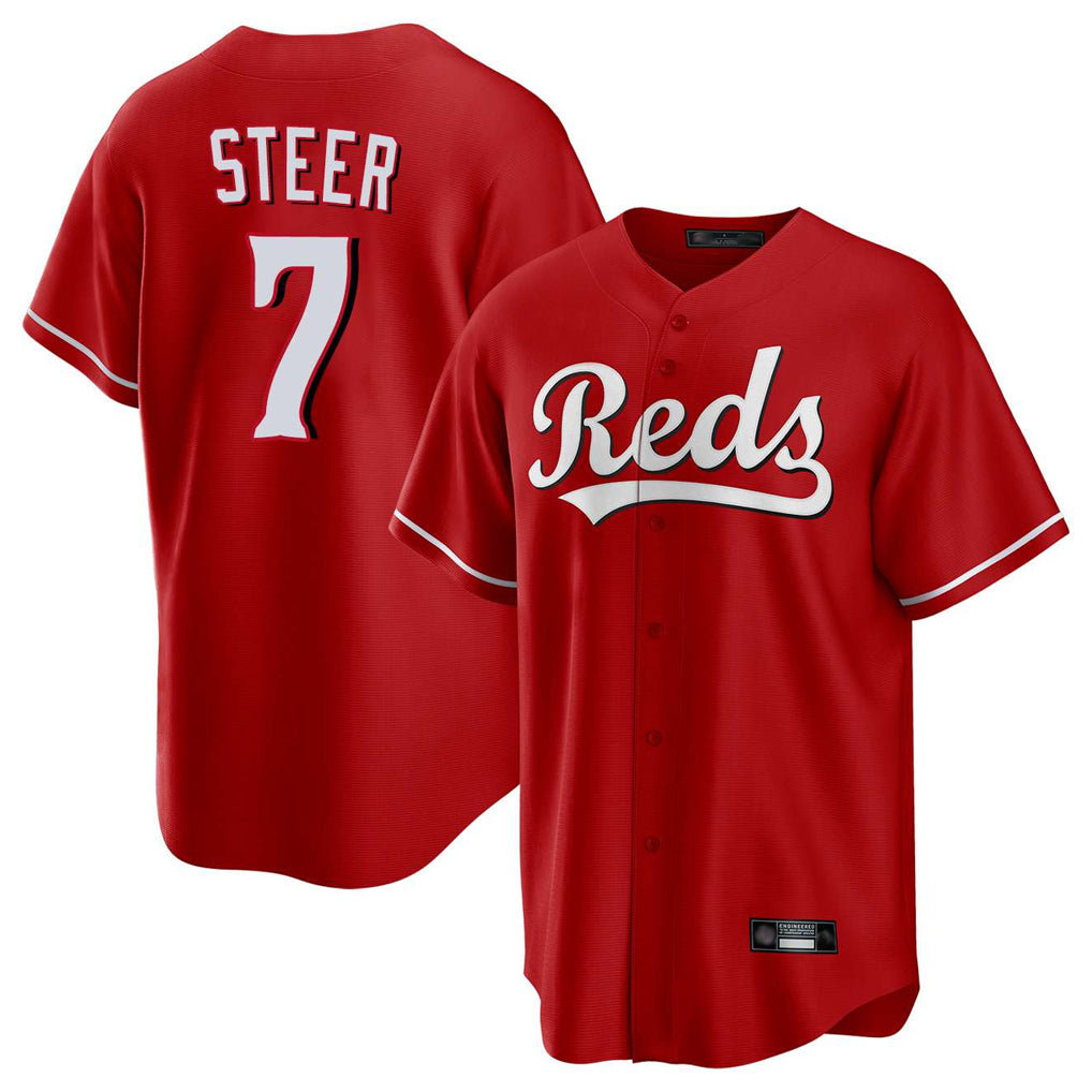 harde C.Reds #7 Spencer Steer Player Red Home Game Stitched Jerseys