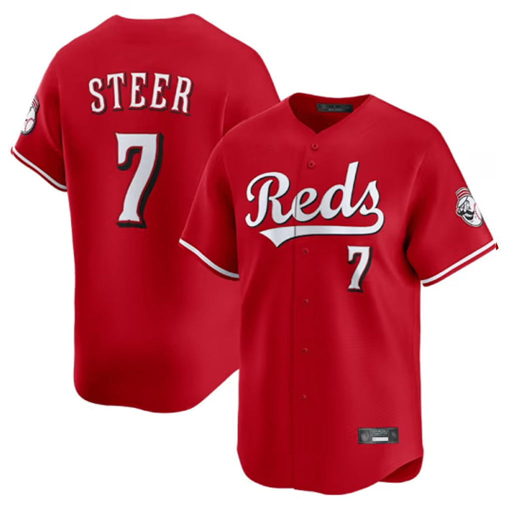 harde C.Reds #7 Spencer Steer Player Red Home Limited Stitched Jerseys