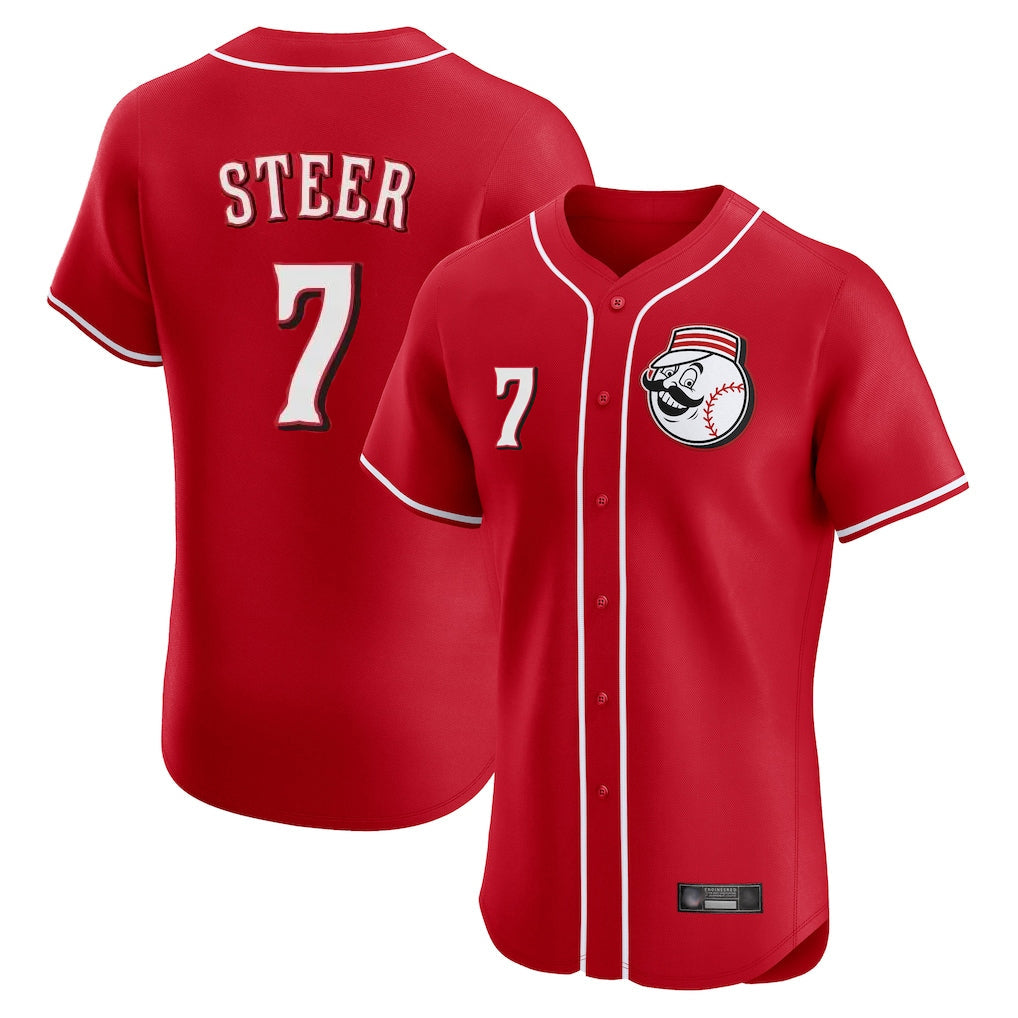 harde C.Reds #7 Spencer Steer Player Red Limited Elite Home Game Stitched Jerseys