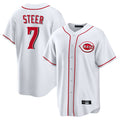 harde C.Reds #7 Spencer Steer Player White Game Home Stitched Jerseys