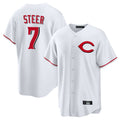 harde C.Reds #7 Spencer Steer Player White Home Game Stitched Jerseys