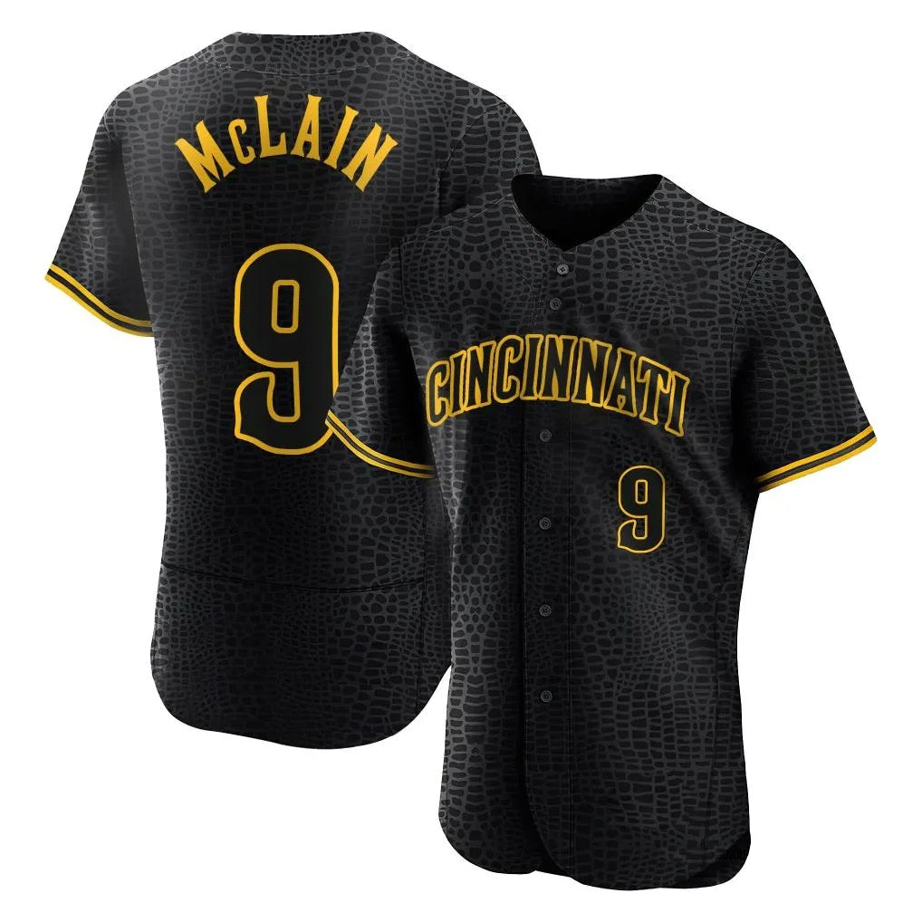 harde C.Reds #9 Matt McLain Player Black Snake Skin City Limited Elite Home Stitched Jerseys
