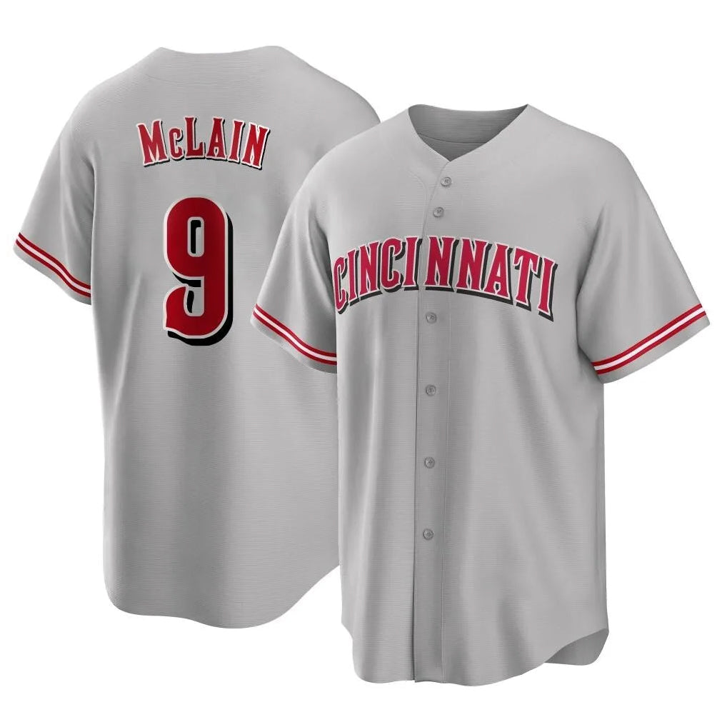 harde C.Reds #9 Matt McLain Player Gray Home Game Stitched Jerseys