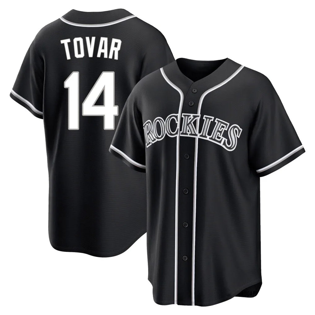 harde C.Rockies #14 Ezequiel Tovar Player Black Fashion Out Home Game Stitched Jerseys