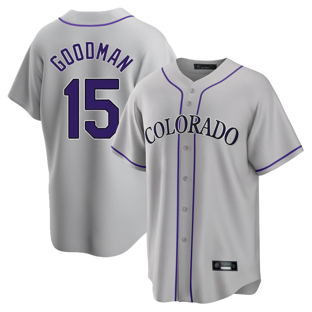 harde C.Rockies #15 Hunter Goodman Player Gray Game Home Stitched Jerseys