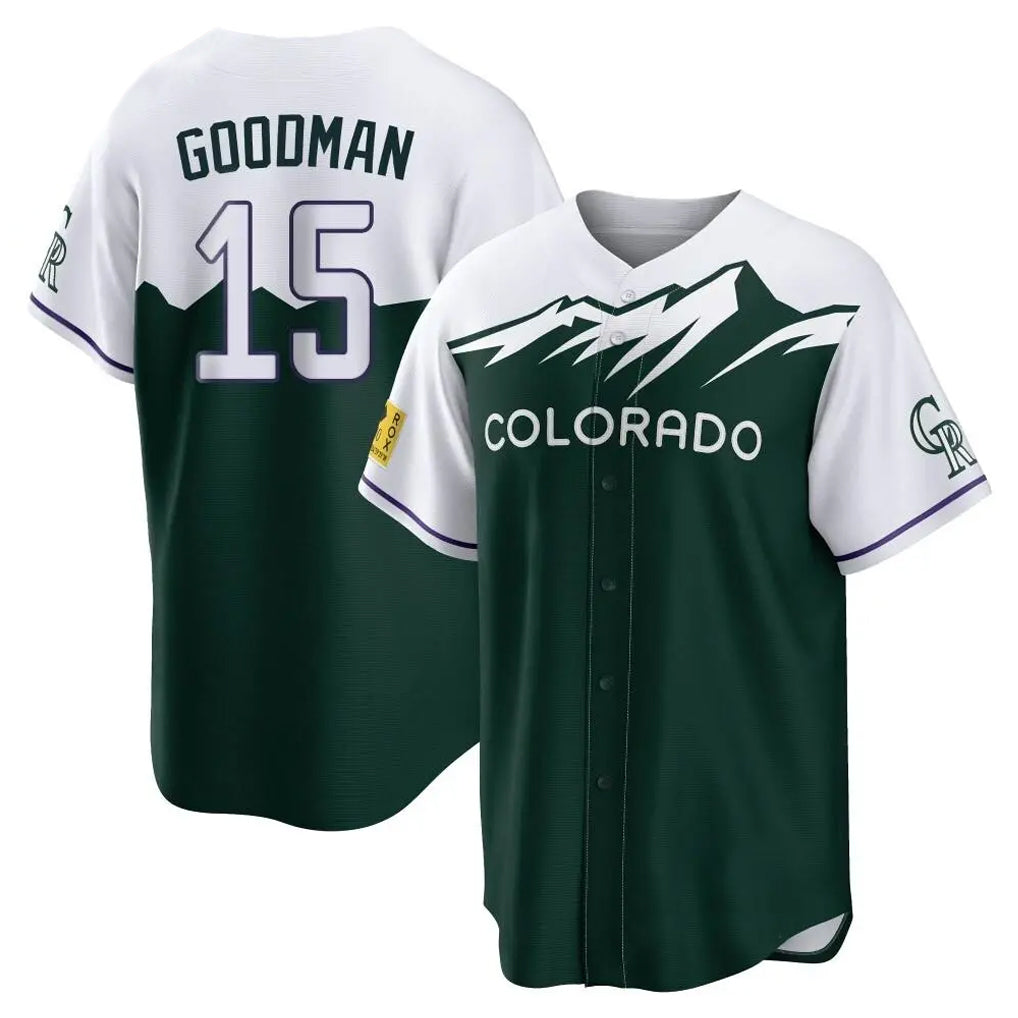 harde C.Rockies #15 Hunter Goodman Player Green City Connect Home Game Stitched Jerseys