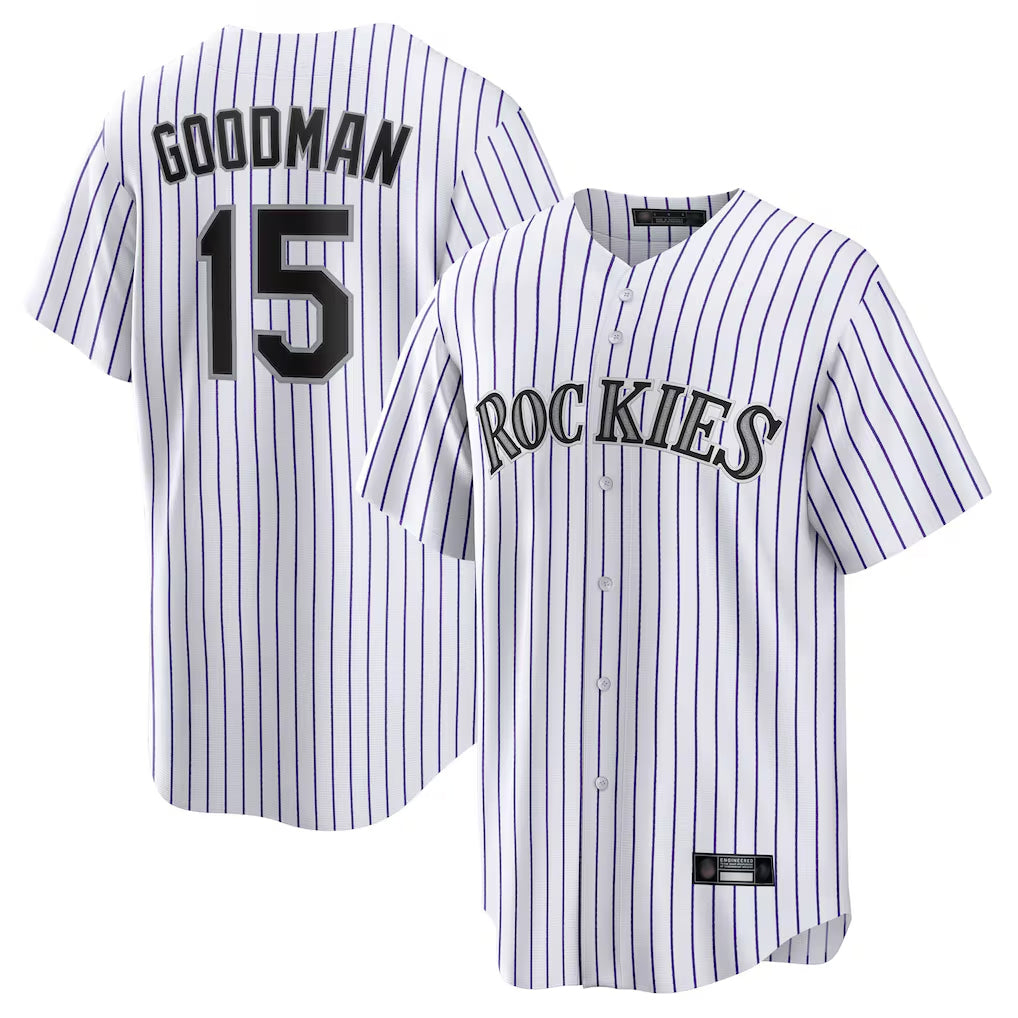 harde C.Rockies #15 Hunter Goodman Player White Game Home Stitched Jerseys
