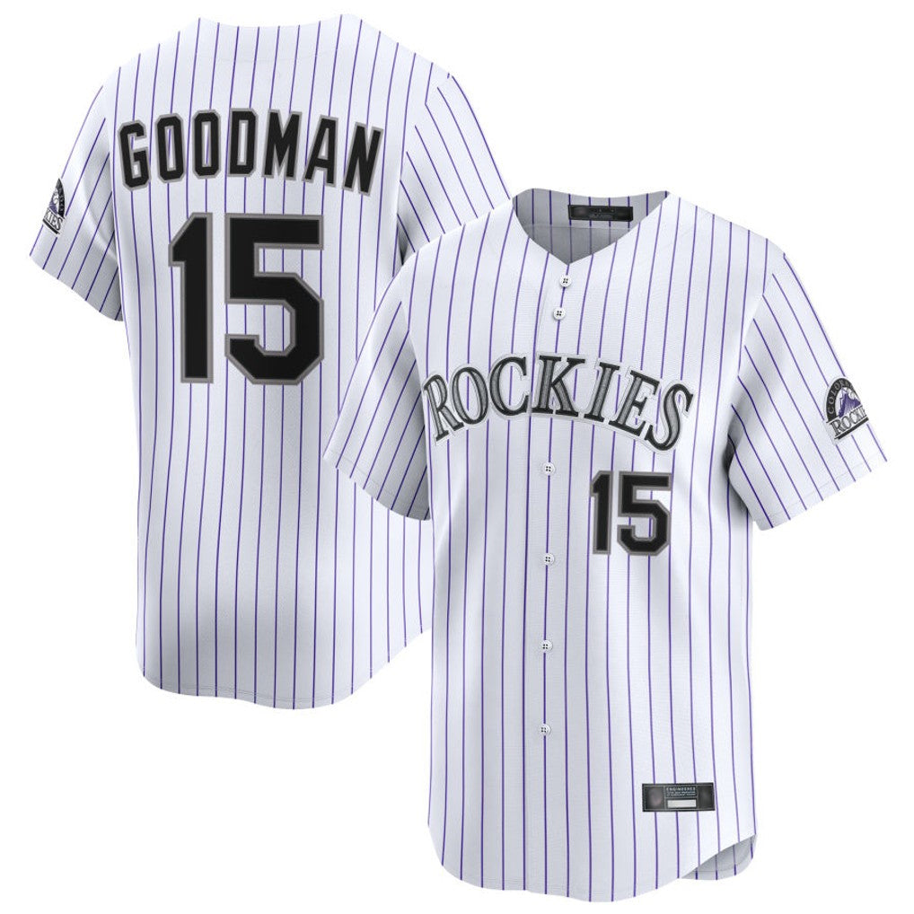 harde C.Rockies #15 Hunter Goodman Player White Limited Home Stitched Jerseys