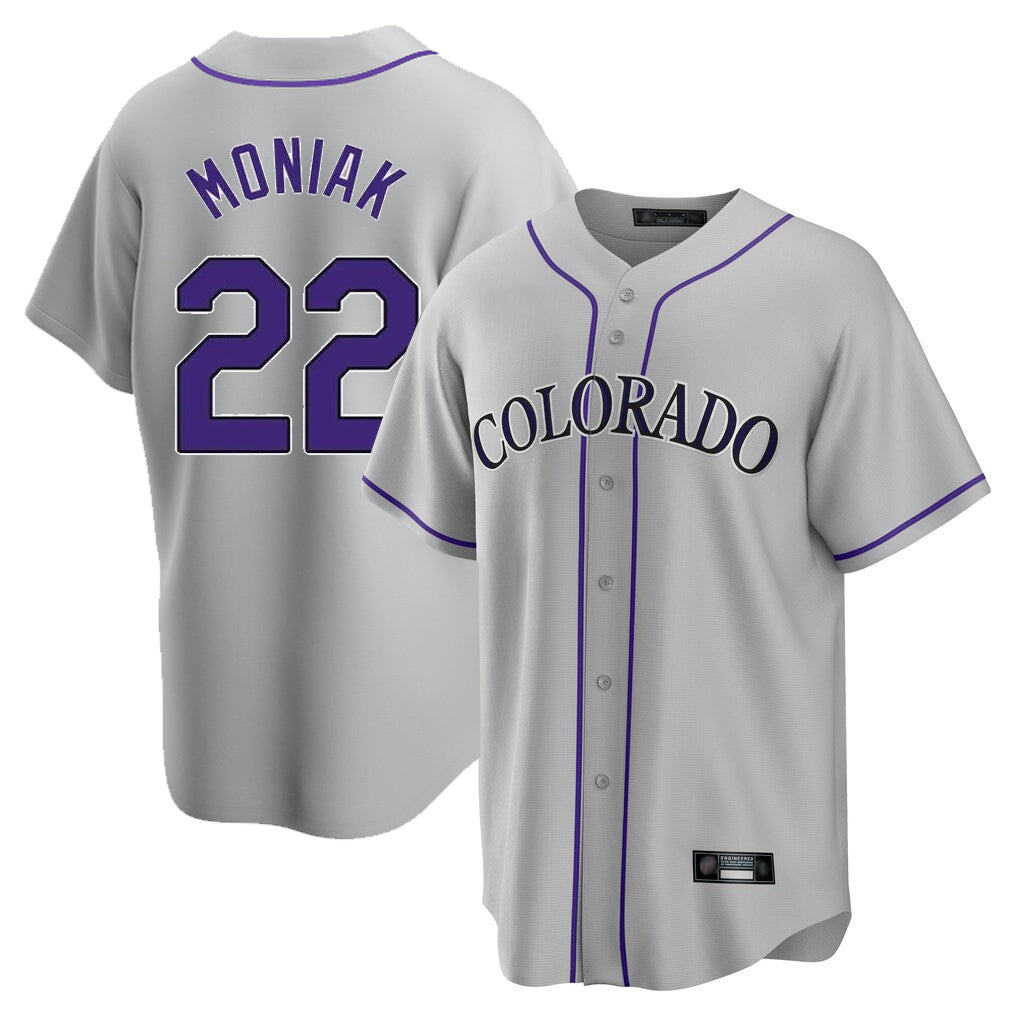 harde C.Rockies #22 Mickey Moniak Player Gray Game Home Stitched Jerseys