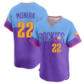 harde C.Rockies #22 Mickey Moniak Player Purple-Light Blue City Connect Limited Home T-shirt Stitched Jerseys