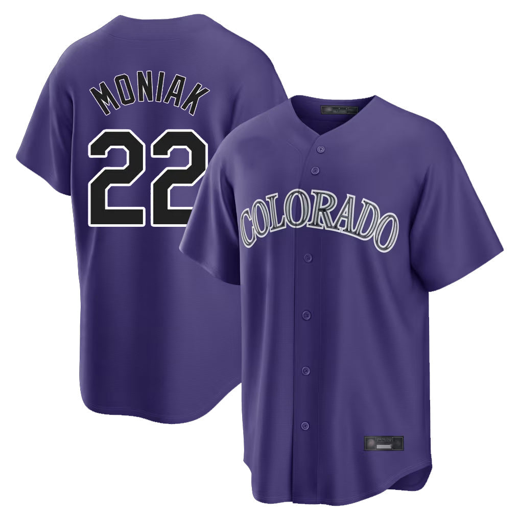 harde C.Rockies #22 Mickey Moniak Player Purple Game Home Stitched Jerseys