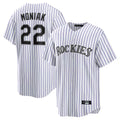 harde C.Rockies #22 Mickey Moniak Player White Game Home Stitched Jerseys