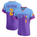 harde C.Rockies #2 Tyler Freeman Player Purple-Light Blue City Connect Limited Elite Home T-shirt Stitched Jerseys
