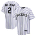 harde C.Rockies #2 Tyler Freeman Player White Game Home Stitched Jerseys