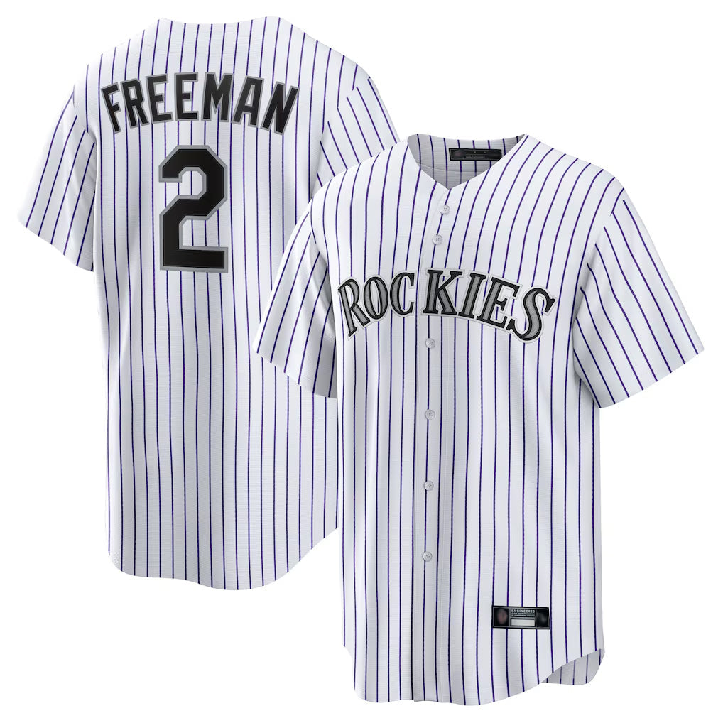 harde C.Rockies #2 Tyler Freeman Player White Game Home Stitched Jerseys