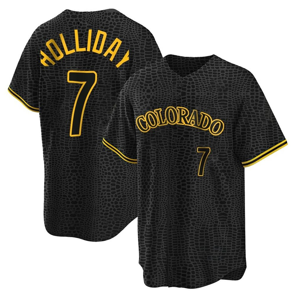 harde C.Rockies #7 Matt Holliday Player Black Snake Skin City Home Game Stitched Jerseys