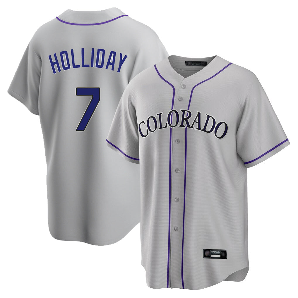 harde C.Rockies #7 Matt Holliday Player Gray Game Home Stitched Jerseys