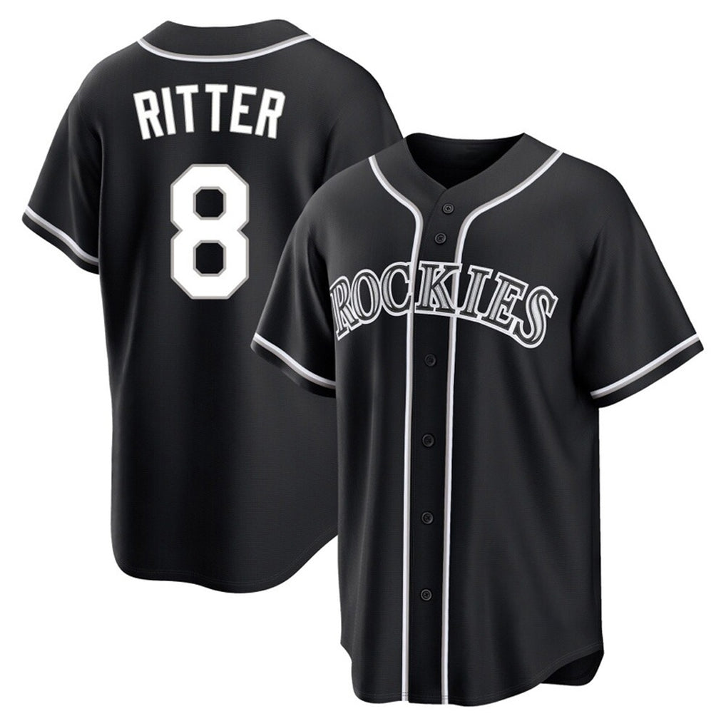 harde C.Rockies #8 Ryan Ritter Player Black Fashion Out Home Game Stitched Jerseys