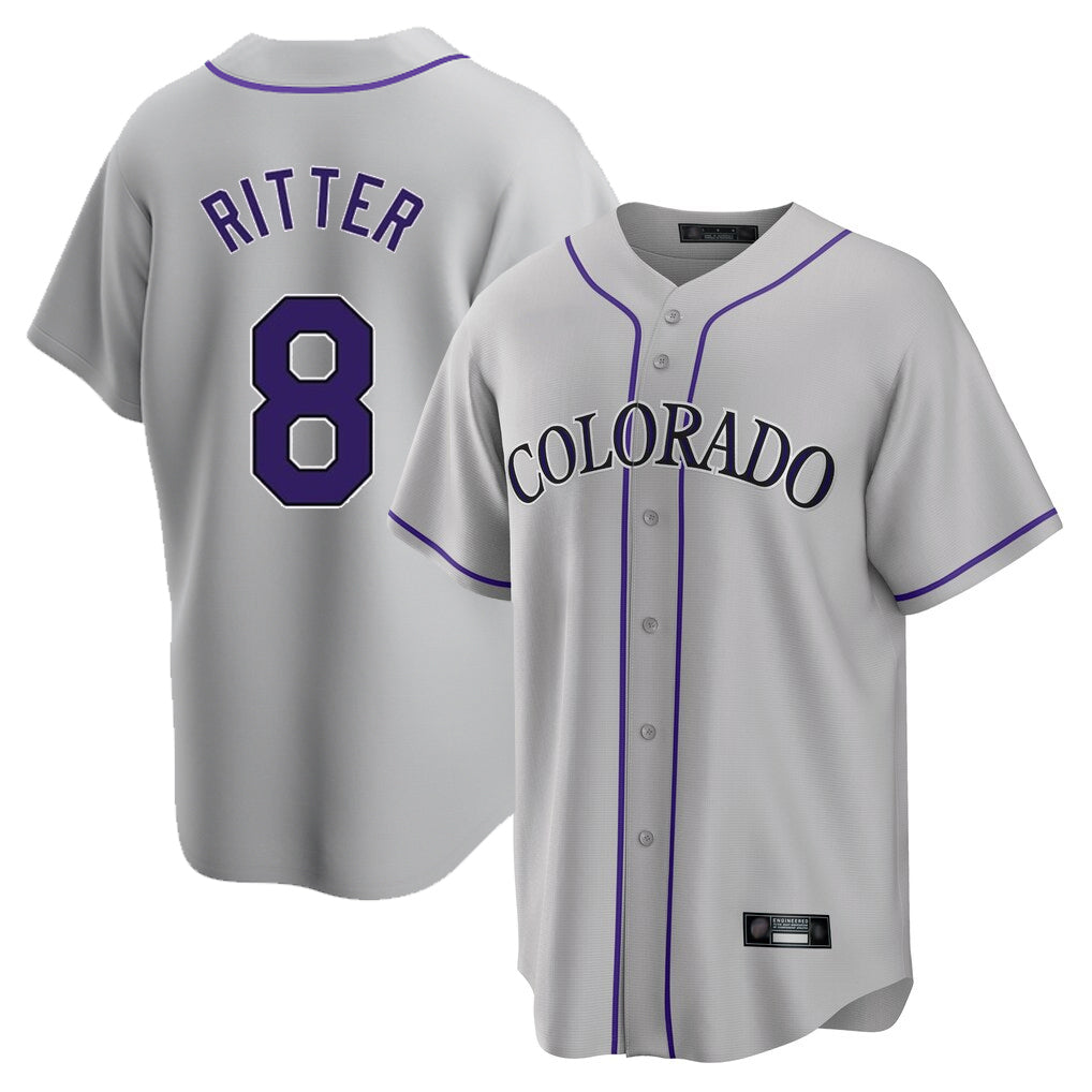 harde C.Rockies #8 Ryan Ritter Player Gray Game Home Stitched Jerseys