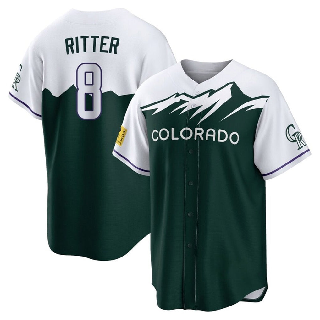 harde C.Rockies #8 Ryan Ritter Player Green City Connect Home Game Stitched Jerseys
